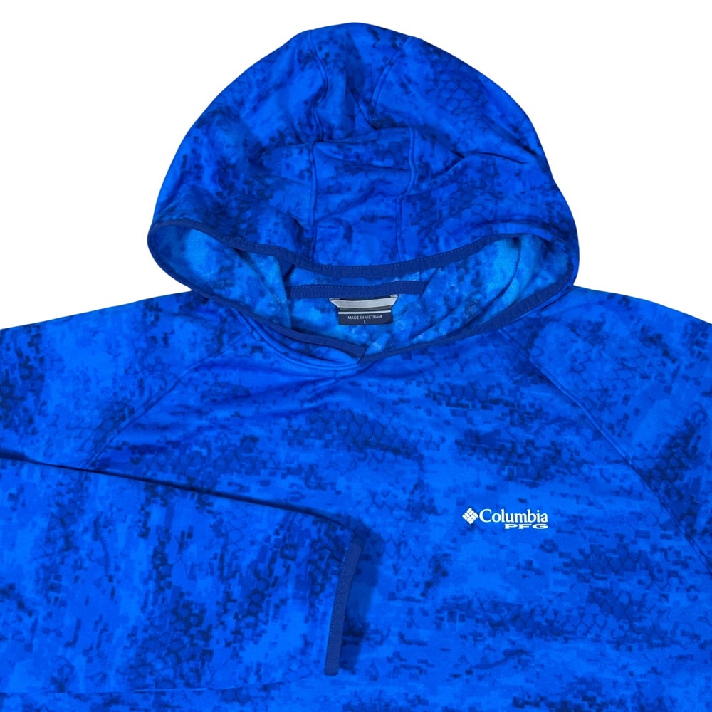 Columbia PFG Super Terminal Fleece Hoodie Men's Large Blue Camo NEW